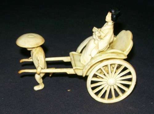 VINTAGE JAPANESE FAUX IVORY JINRICKSHAW
