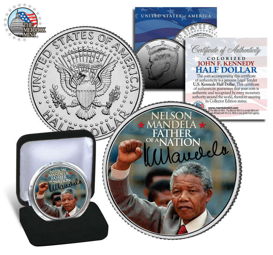 10 x | Nelson Mandela Father of a Nation | JFK Half Dollar US Mint | Box & Certificate | R1 Start