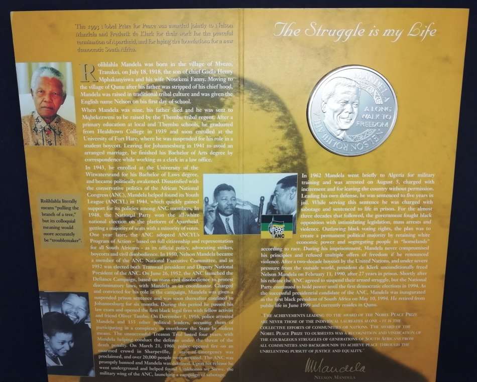1oz Proof Silver | Mandela Medallion | Nobel Peace Laureate | Norway Mint | Low Price | 6 Available