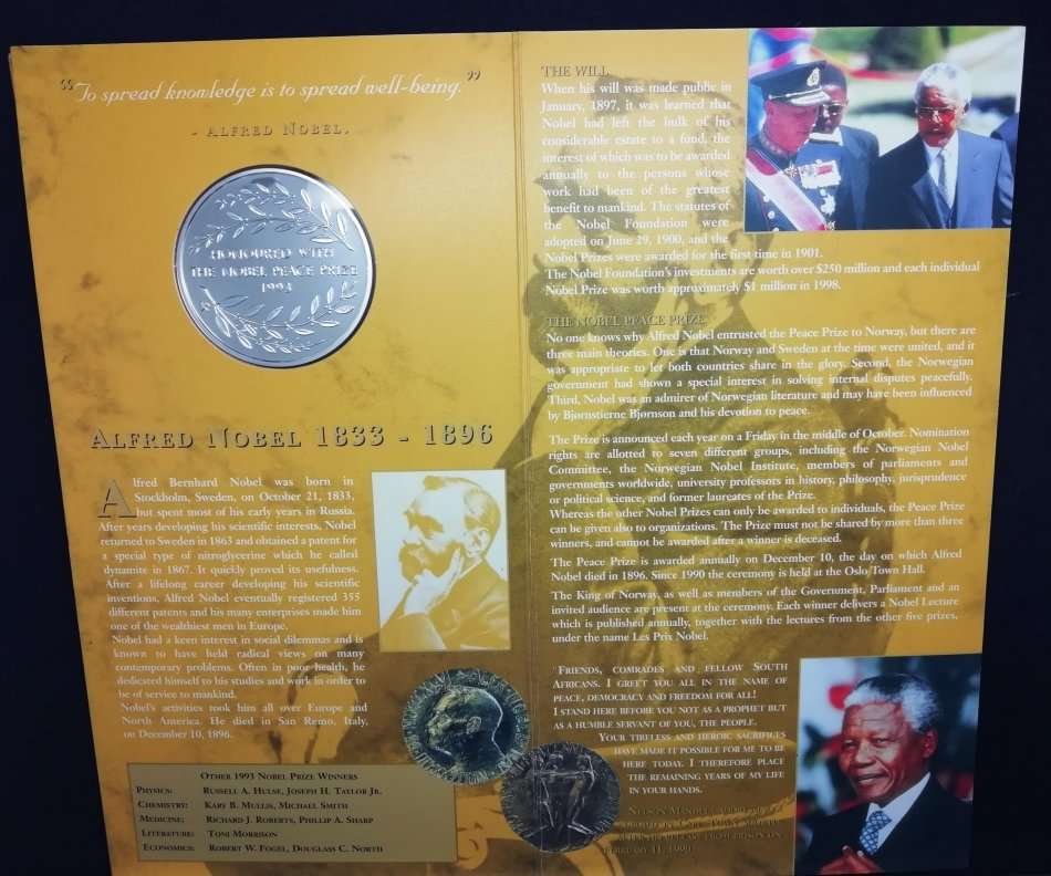 1oz Proof Silver | Mandela Medallion | Nobel Peace Laureate | Norway Mint | Low Price | 6 Available