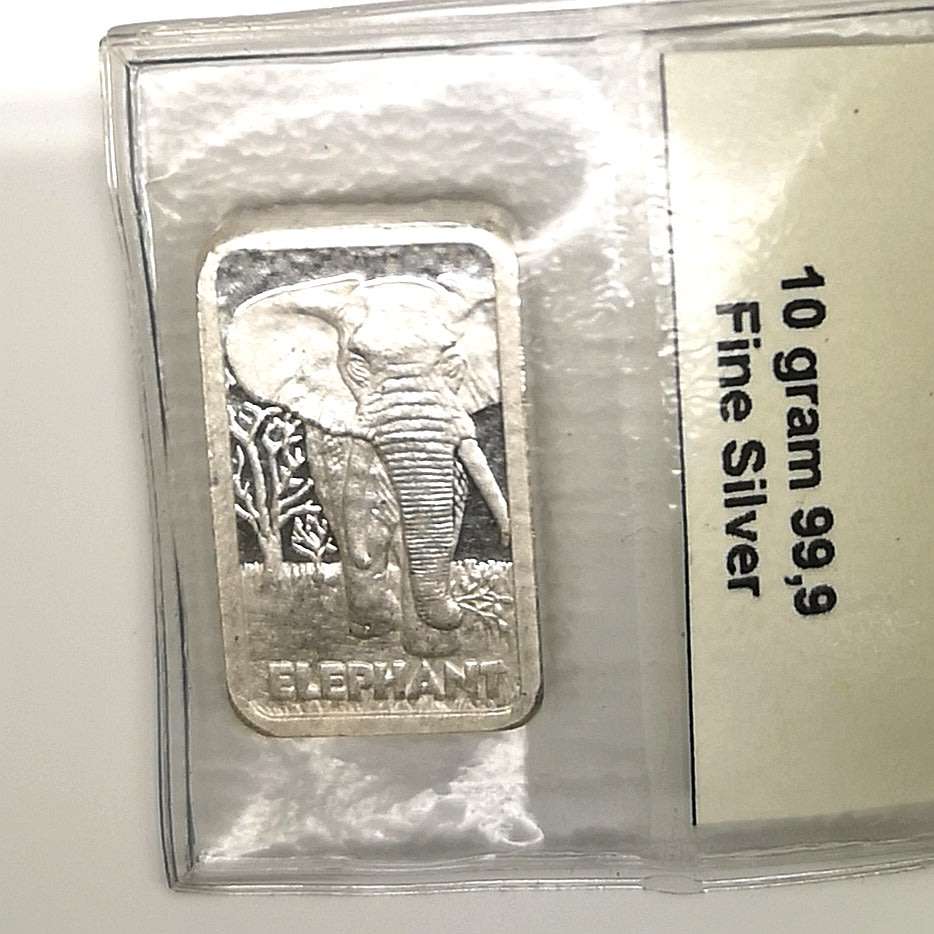 10g | Elephant | Fine Silver (99.9) Bar | Gold Reef City Mint | With COA | R1 Start Auction