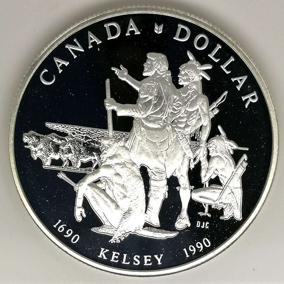1990 | Canadian 1 Dollar | Proof Silver | 300th Year | Henry Kelsey | 23.3g | 36mm | R1 Start