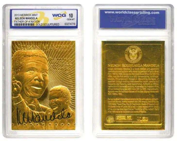 Nelson Mandela | 2013 | Limited Edition | Graded 10 GEM-MT | 23kt | Gold Foil Cards | 10 Available