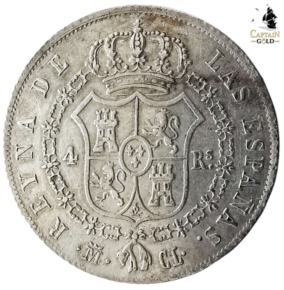 1849 | 1 Real  | Isabel II | 1st portrait | Spain | 172 Year Old Silver (.812) Coin