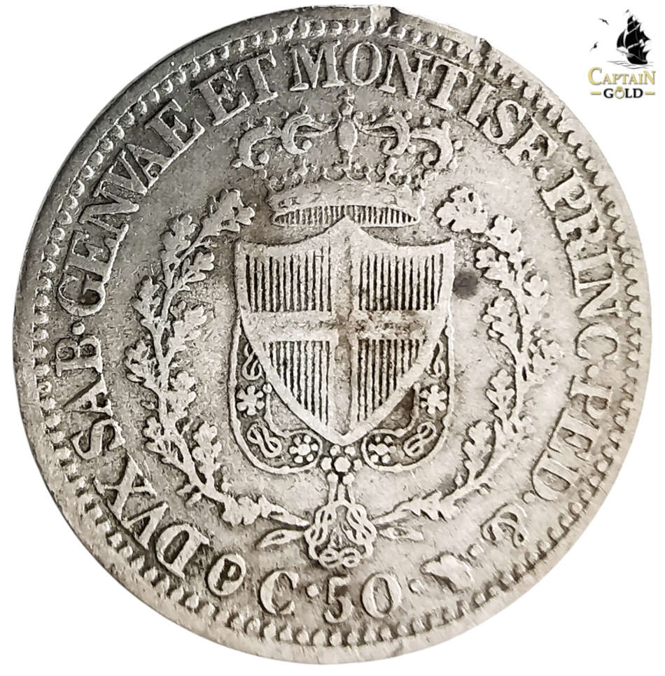 1830 | 50 Centesimi | Carlo Felice | Italy | 191 Year Old Silver(.900) Coin | 18mm | Low Mintage