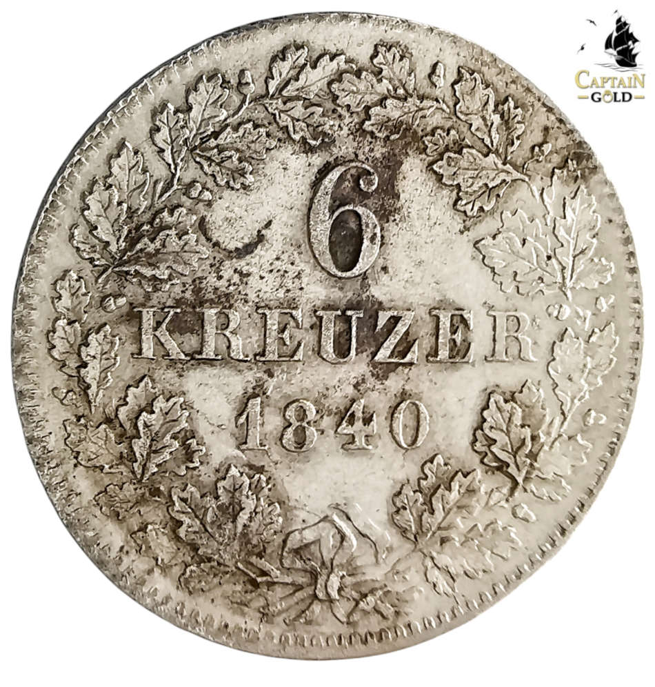1840 | 6 Kreuzer | Ludwig I | German states | 181 Year Old Silver (.333) Coin | 20 mm