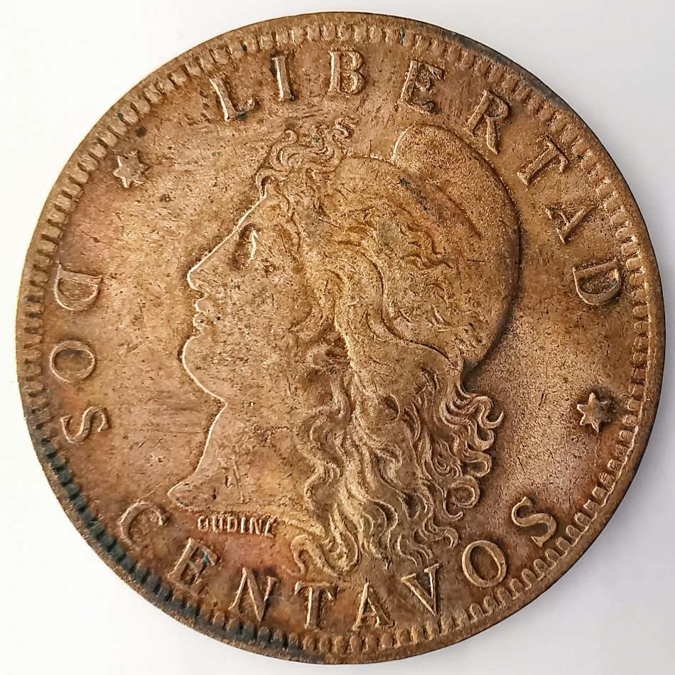 1891 | 2 Centavos | Argentina | 130 Year Old Coin | 30 mm