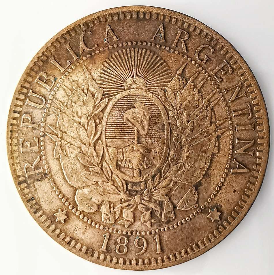 1891 | 2 Centavos | Argentina | 130 Year Old Coin | 30 mm