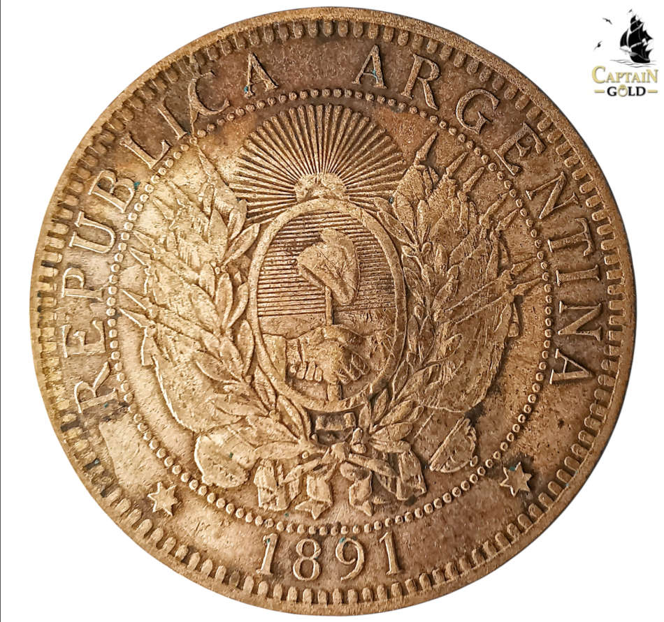 1891 | 2 Centavos | Argentina | 130 Year Old Coin | 30 mm