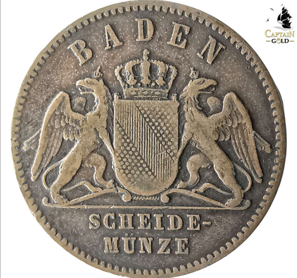 1865 | 1 Kreuzer | Friedrich I | German states | 21.7 mm | 156 Year Old Coin