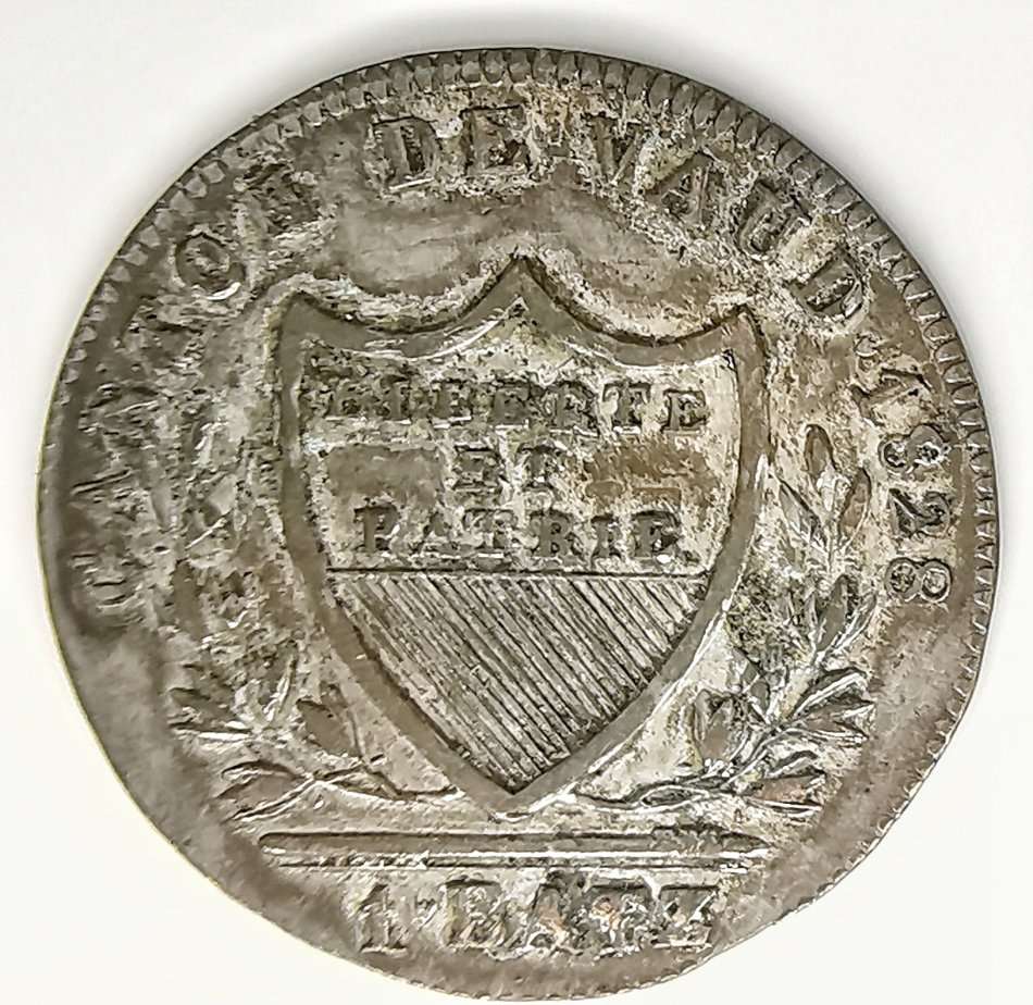 1828 | 1 Batzen | Canton of Vaud | 25 mm Silver (.160) Coin