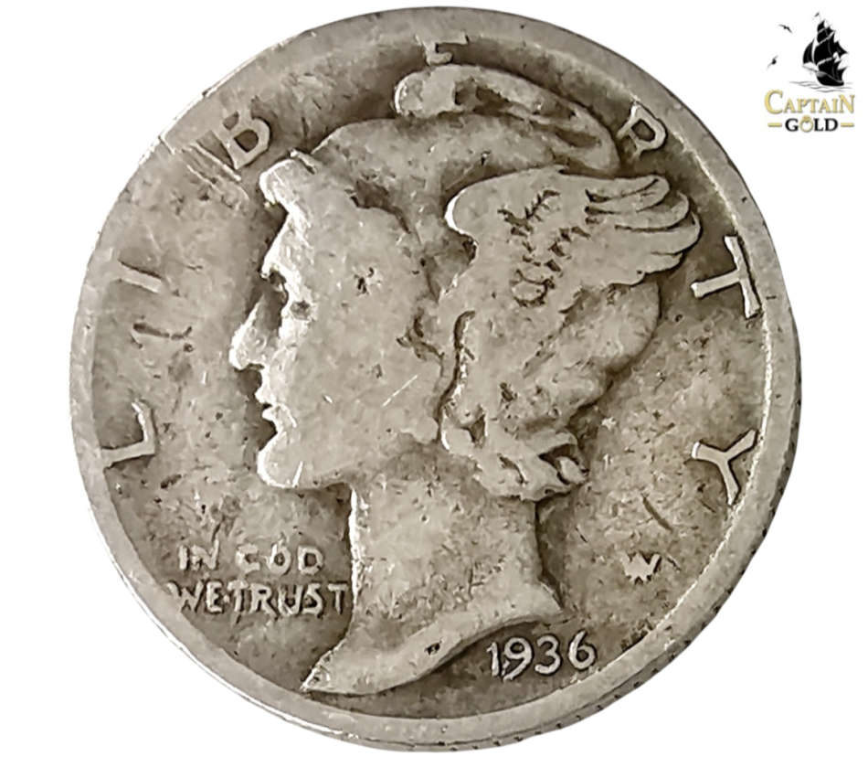 1936 | 1 Dime | Mercury Dime | United States | 85 Year Old, 17.9 mm Silver (.900) Coin