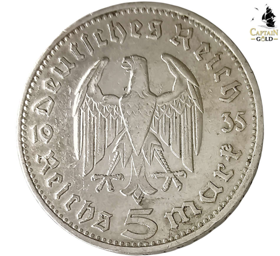 1935 | 5 Reichsmark | Paul von Hindenburg | Germany | 29 mm Silver (.900) Coin