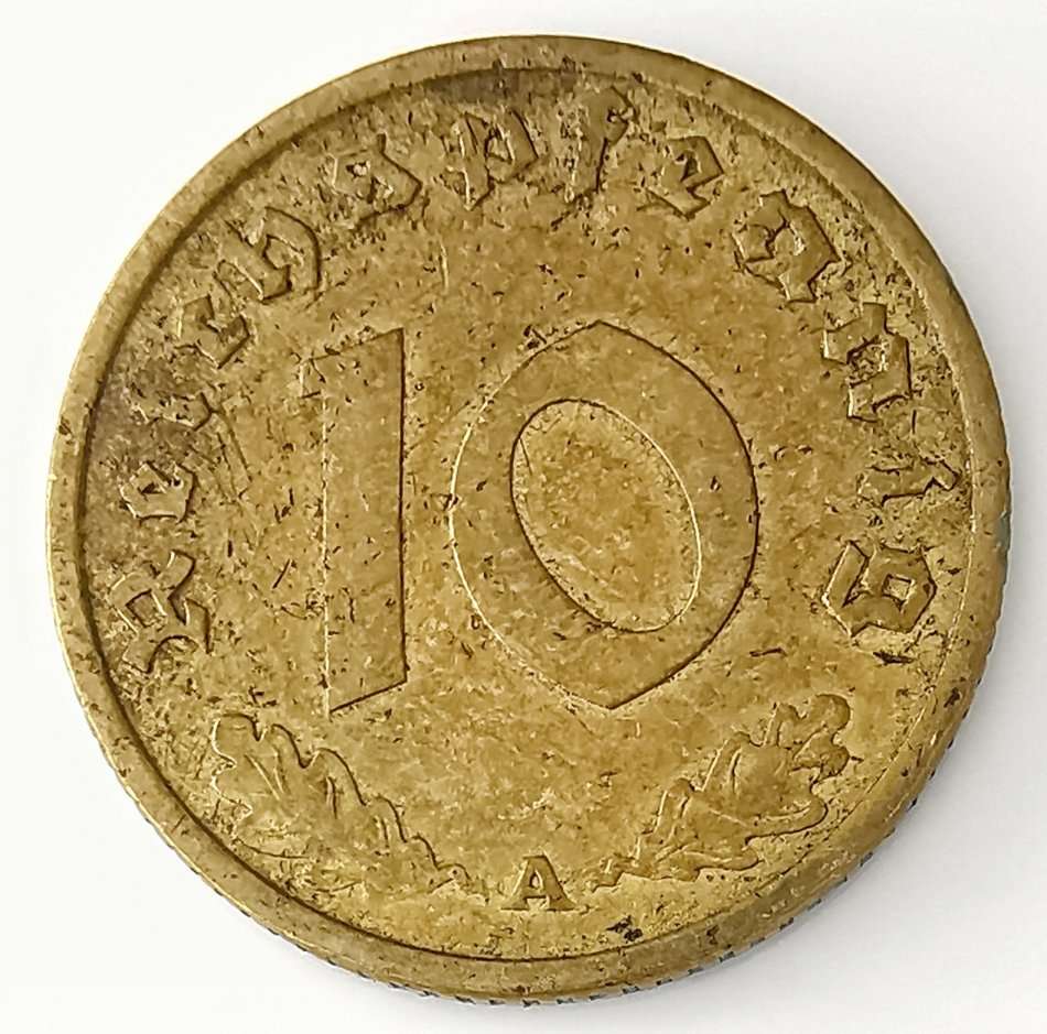 1938 | 10 Reichspfennig | Germany | 83 Year Old, 21 mm Coin