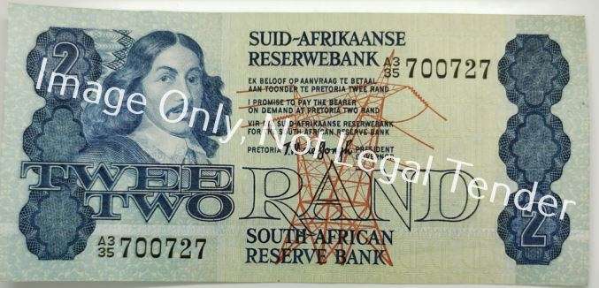 2 Rand Note | UNC | South Africa | Signature: T. W. de Jongh