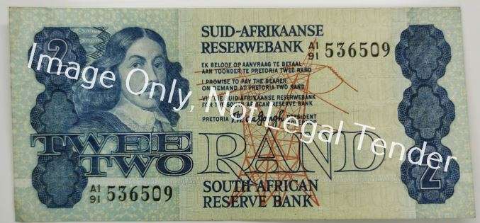 2 Rand Note | UNC | South Africa | Signature: T. W. de Jongh
