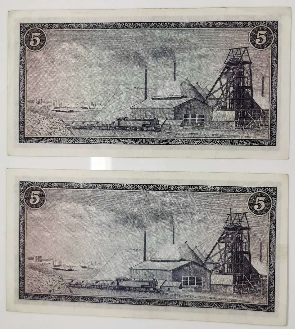 5 Rand Note | Same Series Set | UNC | South Africa | Signature: T. W. de Jongh