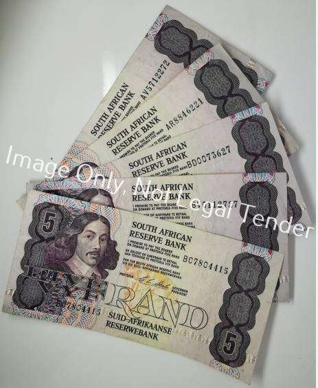 X5 | 5 Rand Notes | South Africa | Signature: C. L. Stals