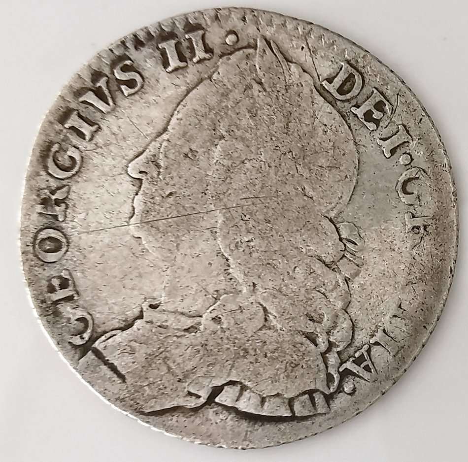 1758 | 6 Pence | United Kingdom  | 21 mm Silver (.925) Coin | George II | Older bust