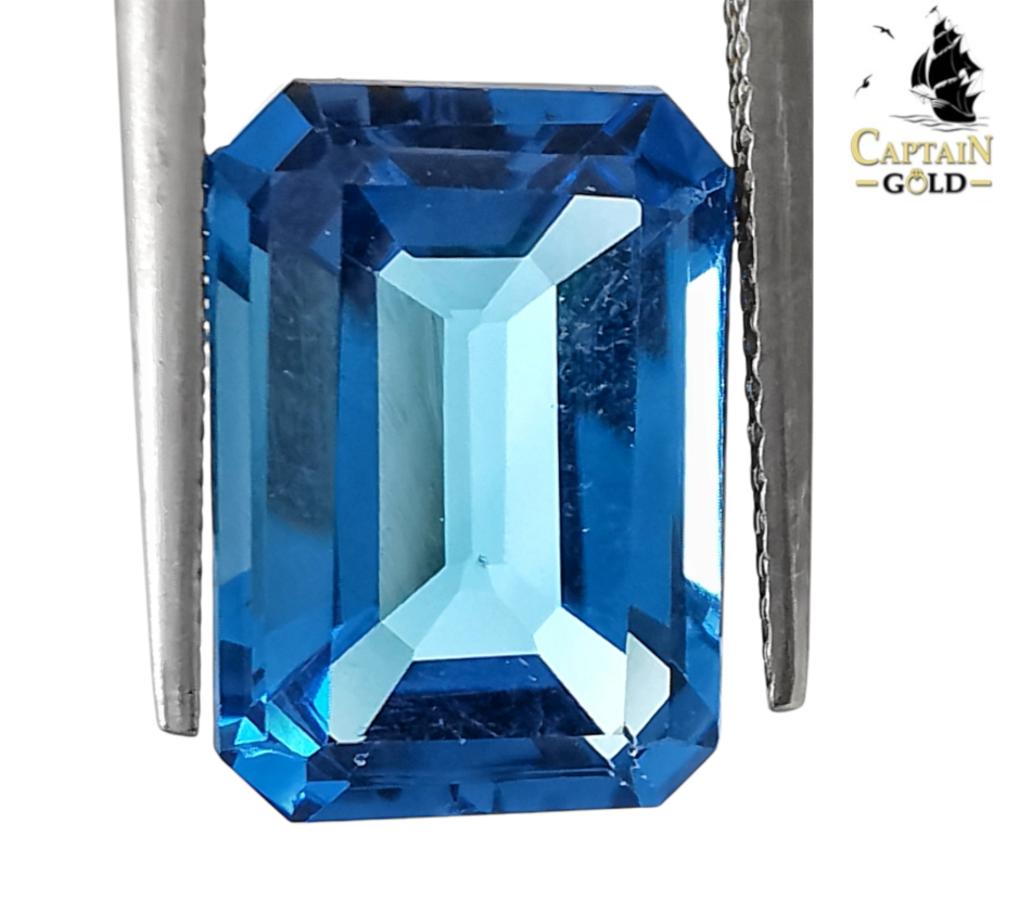Topaz | Blue | Emerald Cut | 8.47ct | Size: 14 x 9.9 x 6.2