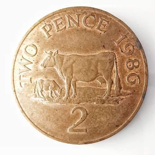 1986 | 2 Pence | Elizabeth II | 3rd Portrait | Guernsey | 25.91 mm Coin