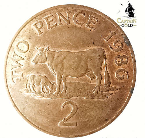 1986 | 2 Pence | Elizabeth II | 3rd Portrait | Guernsey | 25.91 mm Coin