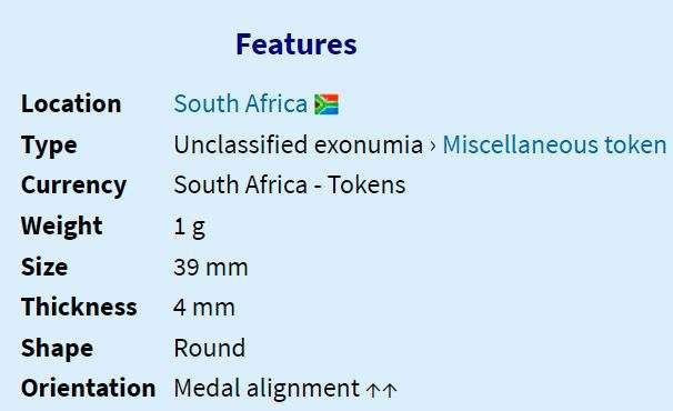 Voortrekkermonument | Token | South Africa | 39 mm