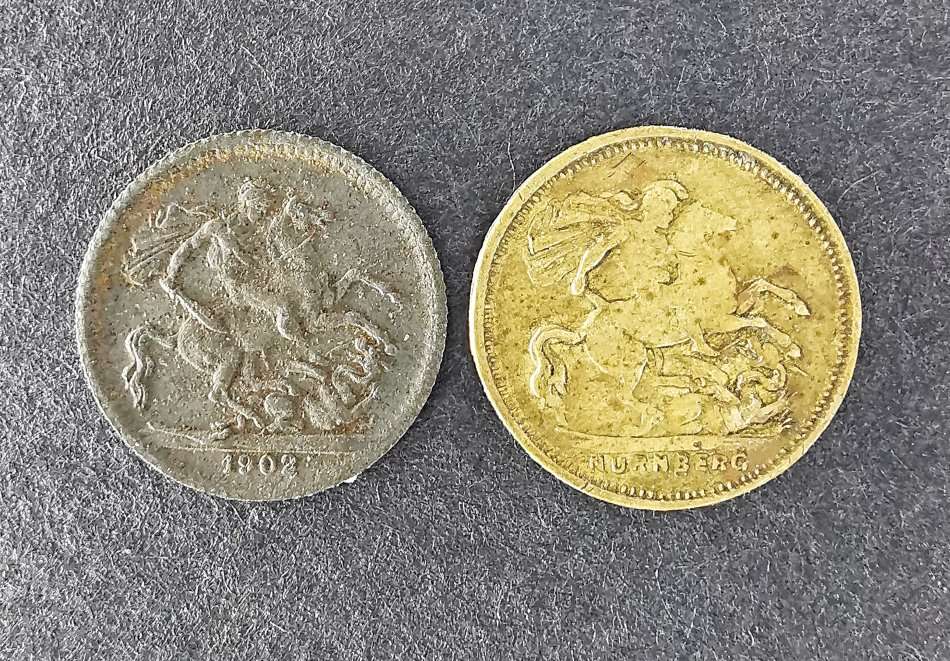 1802 | Set Of 2 small Tokens | Imitation of 1 Crown | Lauer