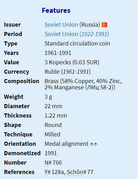 1979 | 3 Kopecks | 15 Orbits | Russia  | 22 mm Coin