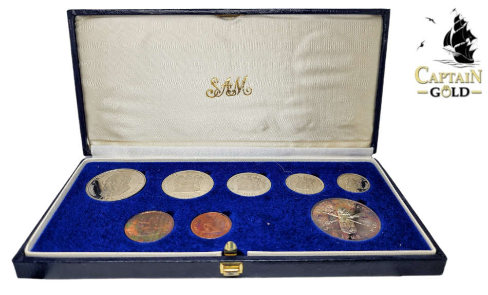 1985 | Silver Proof Set | South Africa | Silver and Nickel R1 | Including Blue Long Box