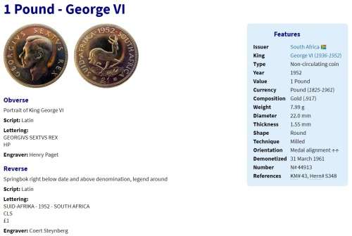 1952 | Proof | 1 Pound | .917 Gold 8g | George VI | Buy Now