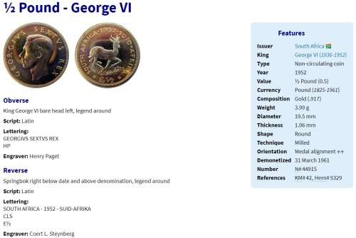 1952 | Proof | 1/2 Half Pound | .917 Gold 4g | George VI | Buy Now