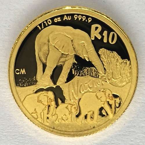 2008 | Natura | The Elephant | R10 (1/10 oz) | 24 Carat 999.9 Au | Proof | Gold Coin | No Reserve