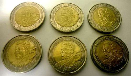 set of 6 circulated 90 th Mandela coins 2008