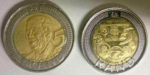 1 Nelson Mandela 90 years 2008 coin and 1 reserve bank 90 years 2011 coin