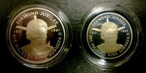 WOW wow wow  1981 PROOF set of Swaziland Silver Crown and half Crown !!!