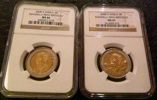 2008 Mandela 90th Birthday R5 Combo * NGC Graded * MS 66 & MS 67 * One Bid * R1 START *