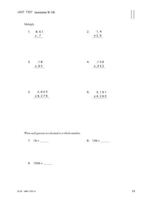 RSA Zeta - Test Book MATH-U-SEE - MUS-ZET-T