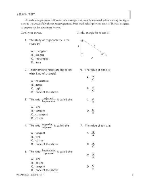 Pre-Calculus - Test Book - MATH-U-SEE