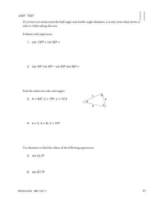 Pre-Calculus - Test Book - MATH-U-SEE