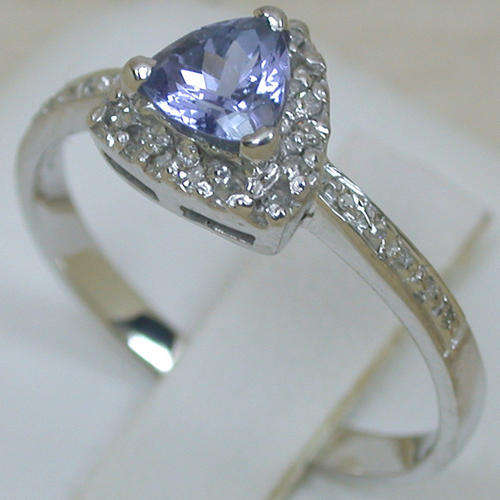 0.75 CT NATURAL TANZANITE & DIAMOND 14K SOLID WHITE GOLD SOLITAIRE RING - FANTASTIC! - R1/NR