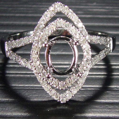 DIAMOND 14K SOLID WHITE GOLD SEMI MOUNT ENGAGEMENT RING!