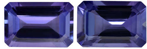 4.16 CT PAIR EMERALD CUT VVS TANZANITES -  (GISA CERTIFIED  -  R38696)  -  R1/NR