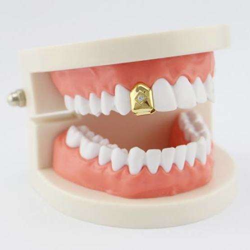 Diamond Tooth Cap - NO DRILLING NEEDED - Teeth Grill Cap - Clip on Gold/Silver plated