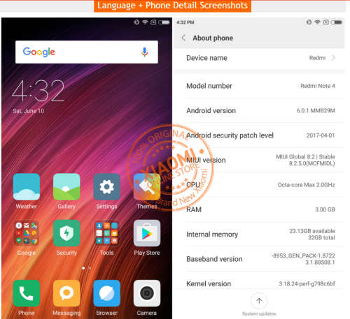 Global Version Xiaomi Redmi Note 4 Smartphone 3GB 32GB Snapdragon 625 Octa Core 5.5" 1080p 13.0MP FC