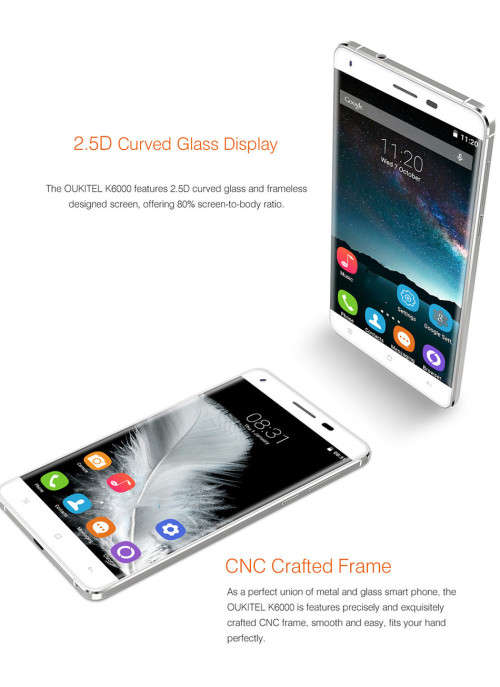 Original OUKITEL K6000 4G Android 5.1 Smartphone 5.5 inch 2GB 16GB 8.0MP MTK6735 6000mAh Quad Core