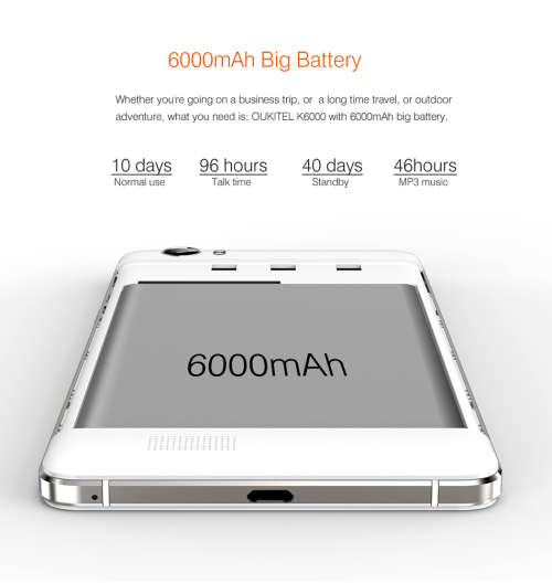 Original OUKITEL K6000 4G Android 5.1 Smartphone 5.5 inch 2GB 16GB 8.0MP MTK6735 6000mAh Quad Core
