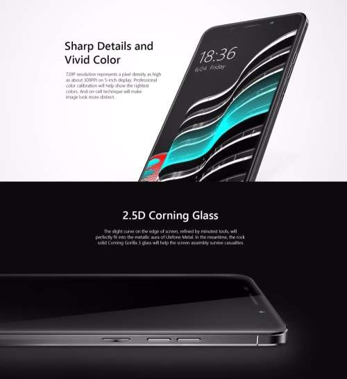 Original Ulefone Metal Lite 5.0 inch 3G Smart Phone MTK6580A Quad Core 1GB/ 16GB Fingerprint Id Andr