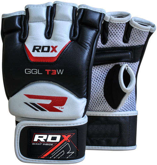 RDX Leather, Gel Tech, MMA UFC Grappling Gloves, Fight Boxing, Punch Bag, Training T3