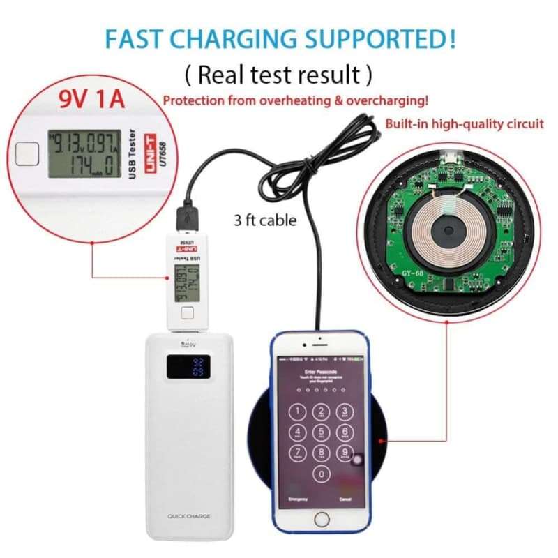 Qi Wireless Charger with 3ft Cable Kit